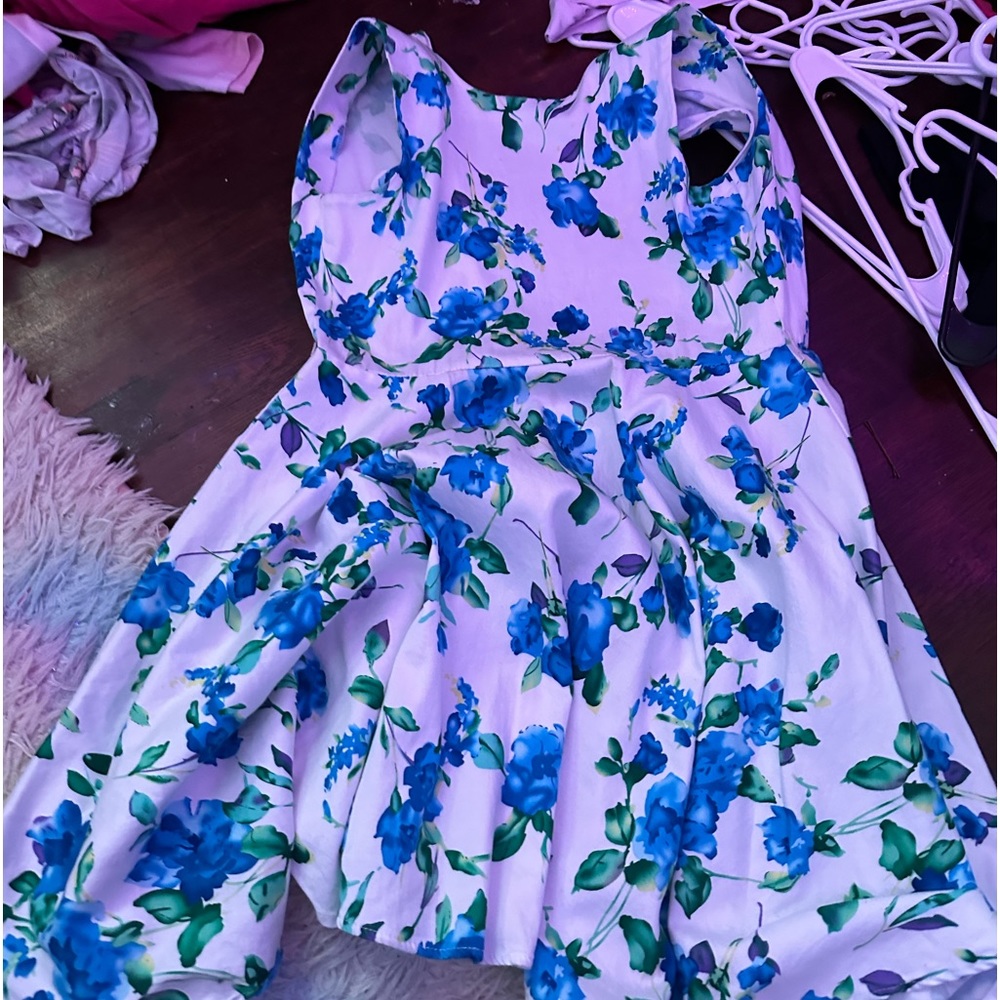 BLUE dress with white flowers